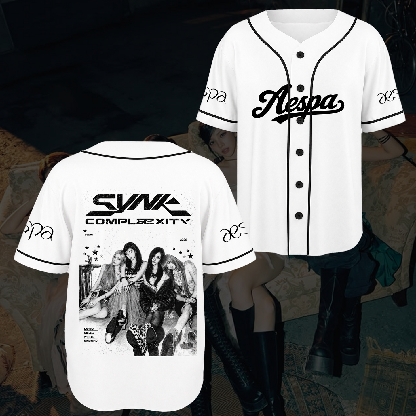 Retro Aespa SYNK Complexity World Tour Baseball Jersey MY Fan Gift