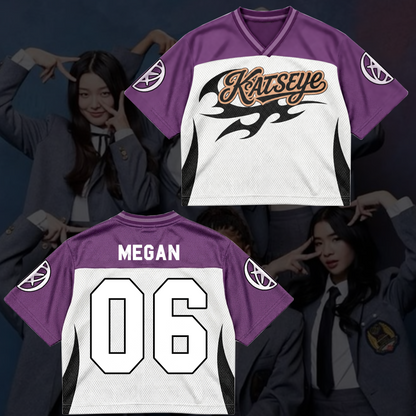 KATSEYE Purple Flame Streetwear Mixed Mesh Jersey For Fans