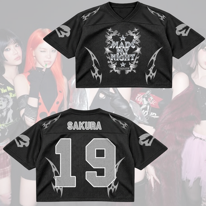 Metal LE SSERAFIM Pureflow Tour Mixed Mesh Jersey  Made My Night Fan Gifts