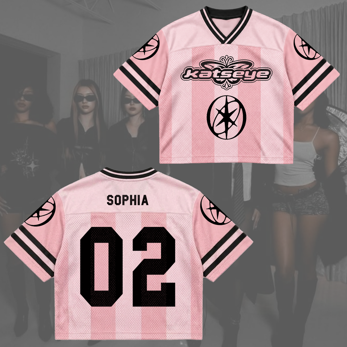 Captivating Katseye Pink Pop Mixed Mesh Jersey Concert Outfit Gift for Fans