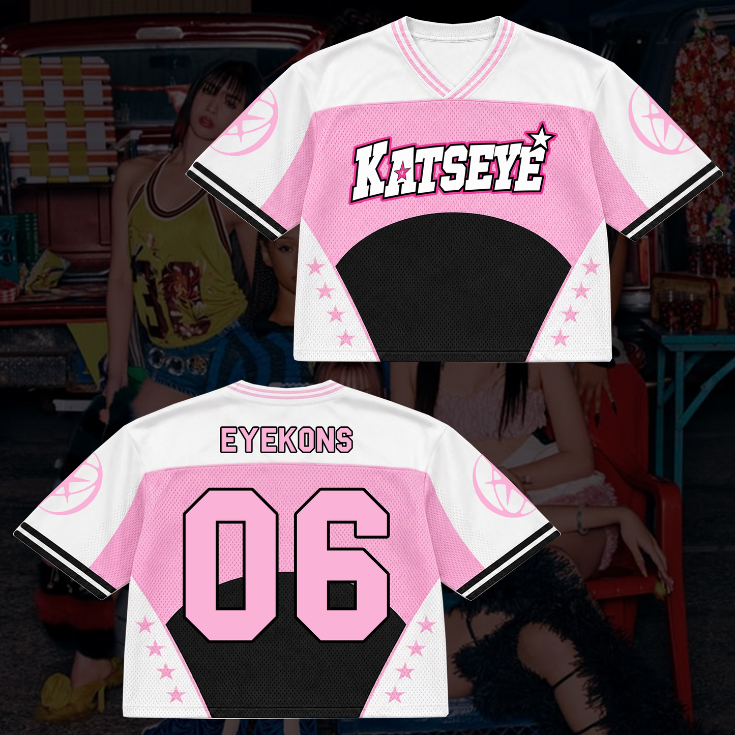 Trailing Star Katseye Wildworld TourMixed Mesh Jersey Top Fan Edition