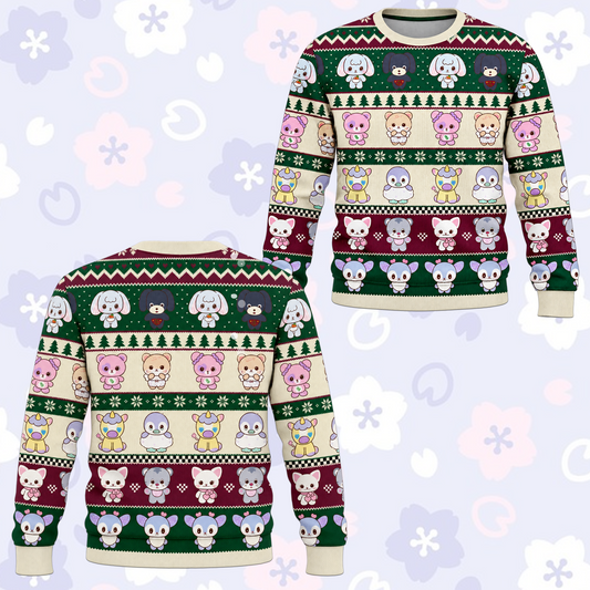 Adorable T.W.I.C.E. Club All Members TDOONGZ Mascot Fair Isle Knitted Ugly Christmas Sweater For Once