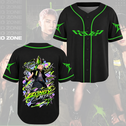 NCT 127 Funkelndes neongrünes sportliches Baseballtrikot für NCTZEN