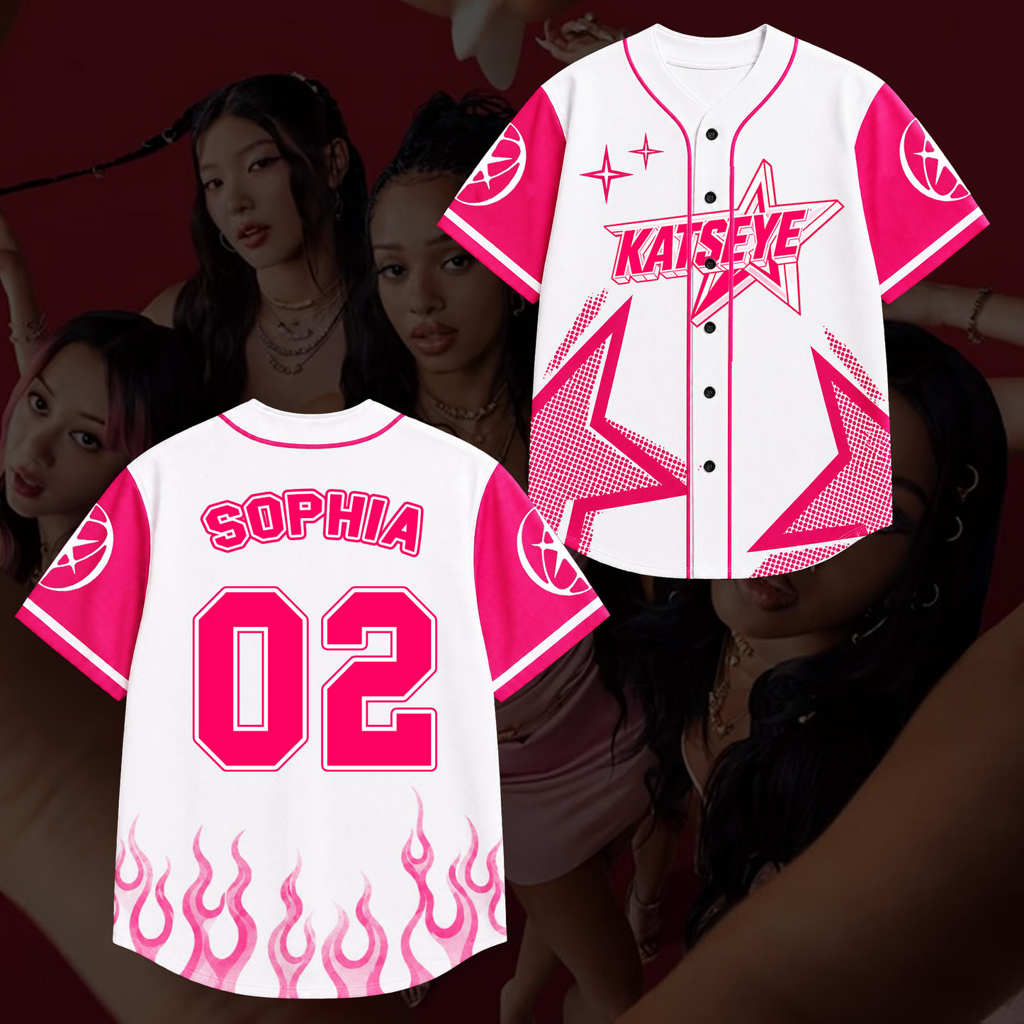 Sporty Pinky KATSEYE Baseball Jersey The Wildworld Tour Outfit Gift For Fans
