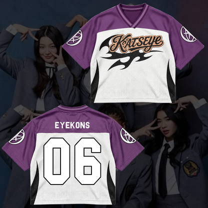 KATSEYE Purple Flame Streetwear Mixed Mesh Jersey For Fans