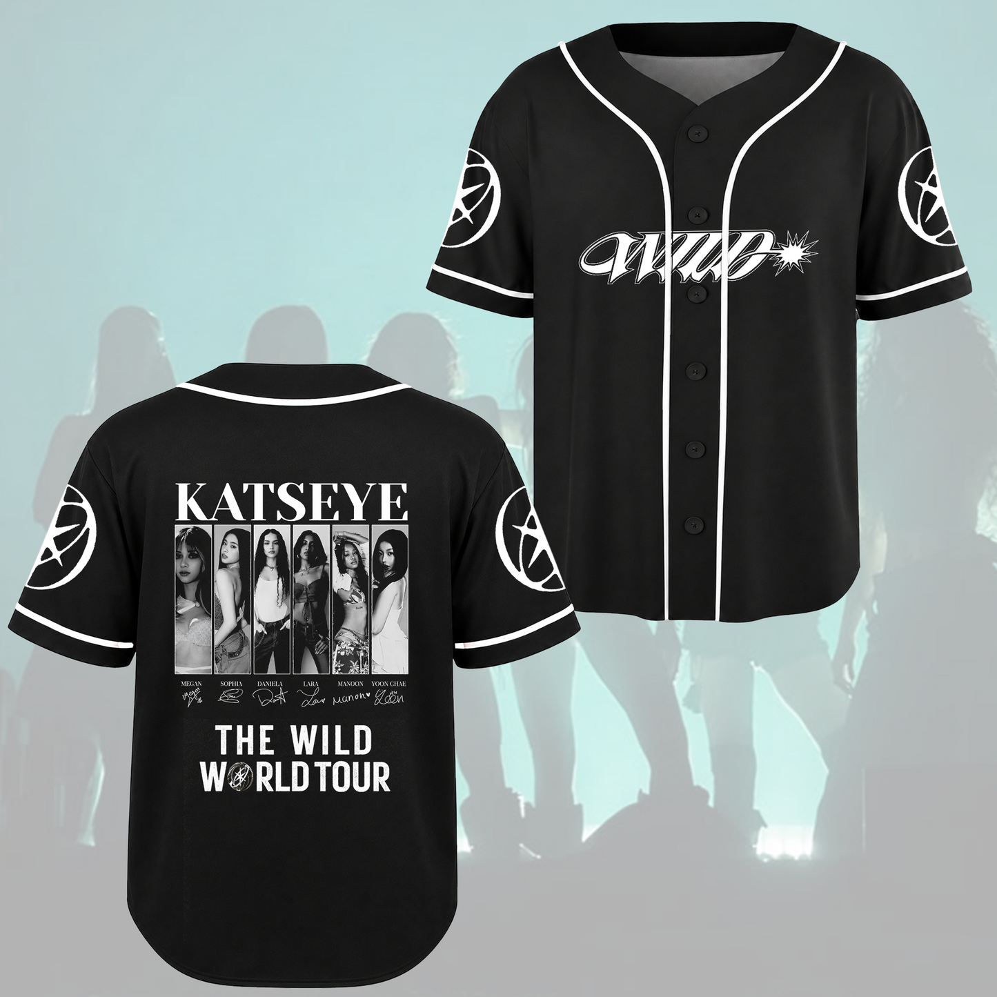 KATSEYE The Wild World Tour Baseball Jersey Eyekons Concert Shirt