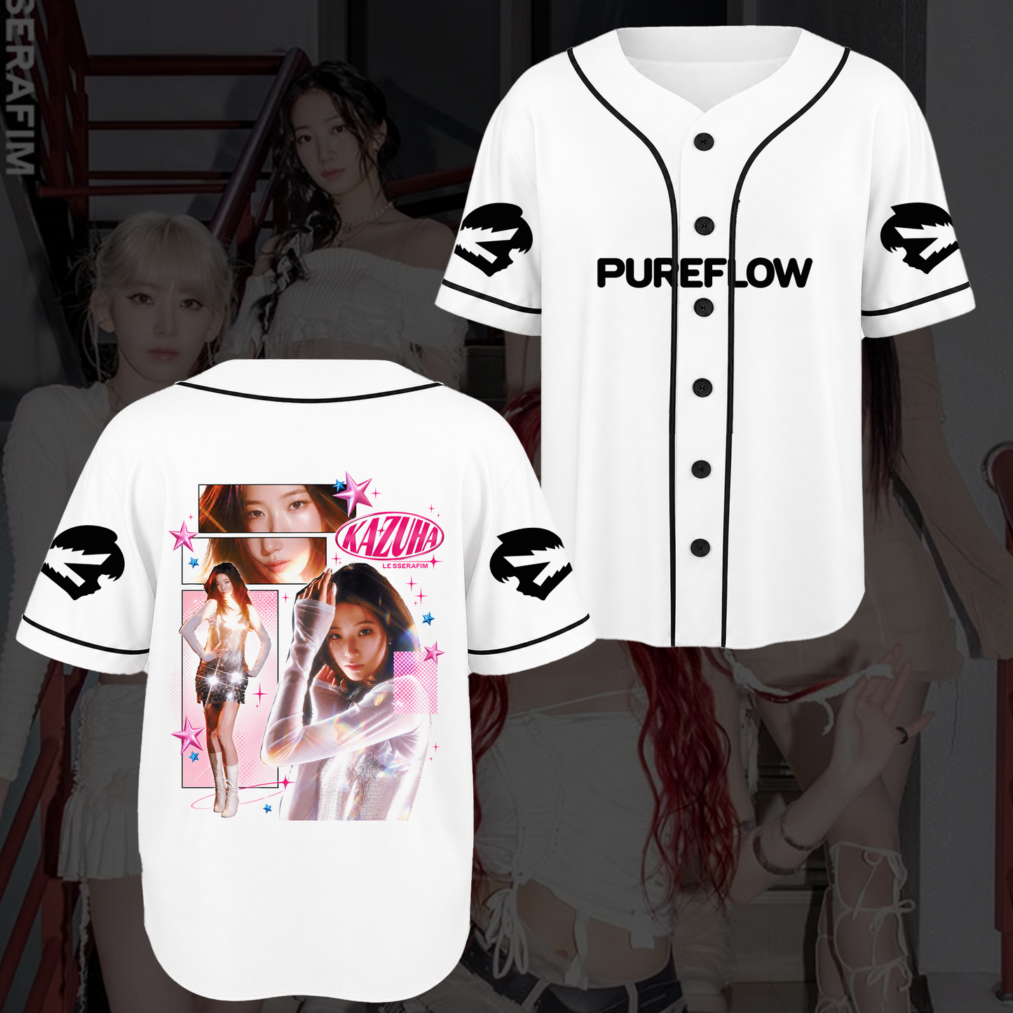 Collage LE SSERAFIM Pureflow Concert Tour Baseball Jersey Gift For Fans