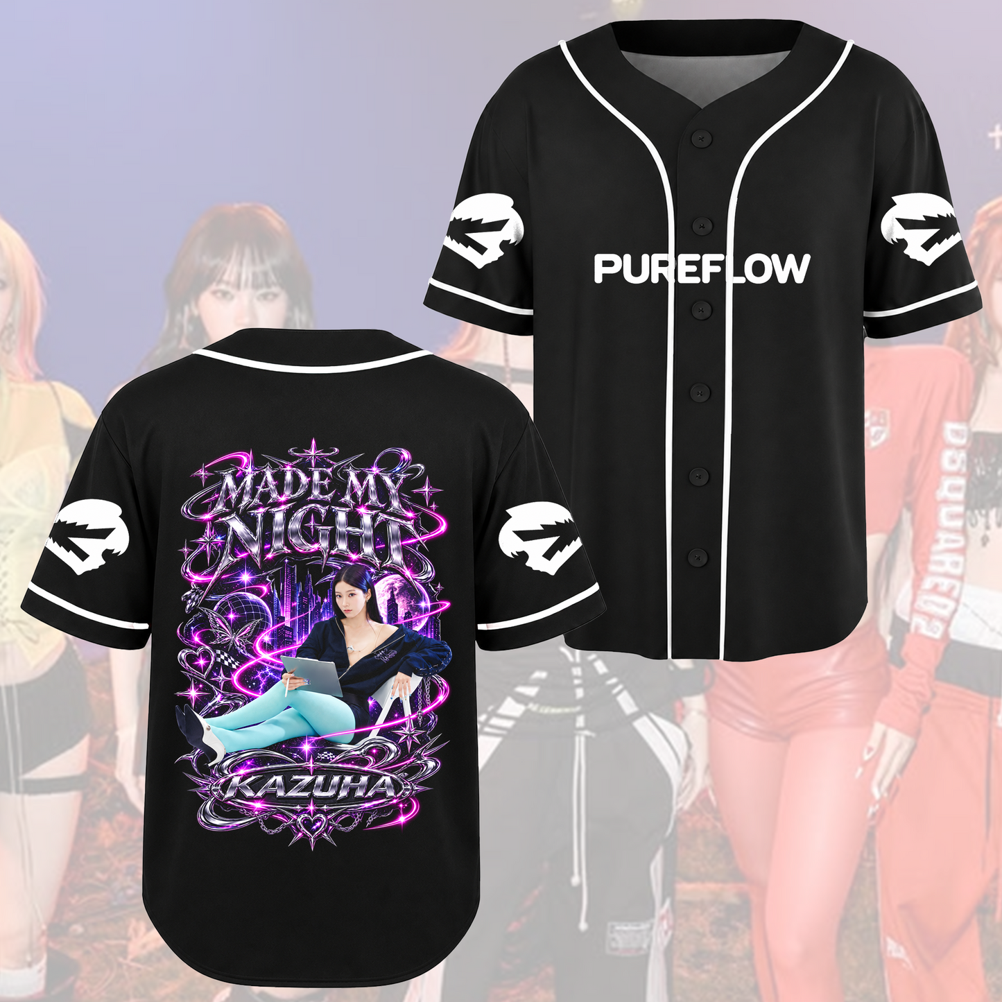 Neon Graphic Eunchae LE SSERAFIM Pureflow Concert Tour Baseball Jersey  Fan Concert Gift