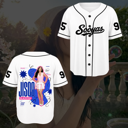 Alluring Jisoo Comeback New Album White Baseball Jersey BLACKPINK Gift for Fan