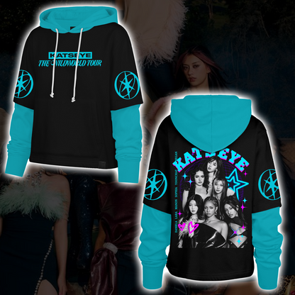 Fierce The Wildworld Tour Katseye Cyberpunk Neon Teal Shortstop Hoodie Gift for Fans