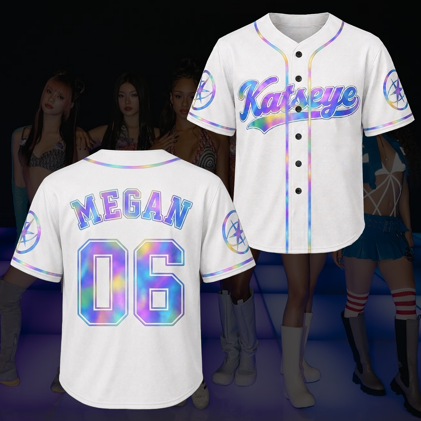 Holographic Katseye The Wildworld Tour Baseball Jersey Eyekon Gifts