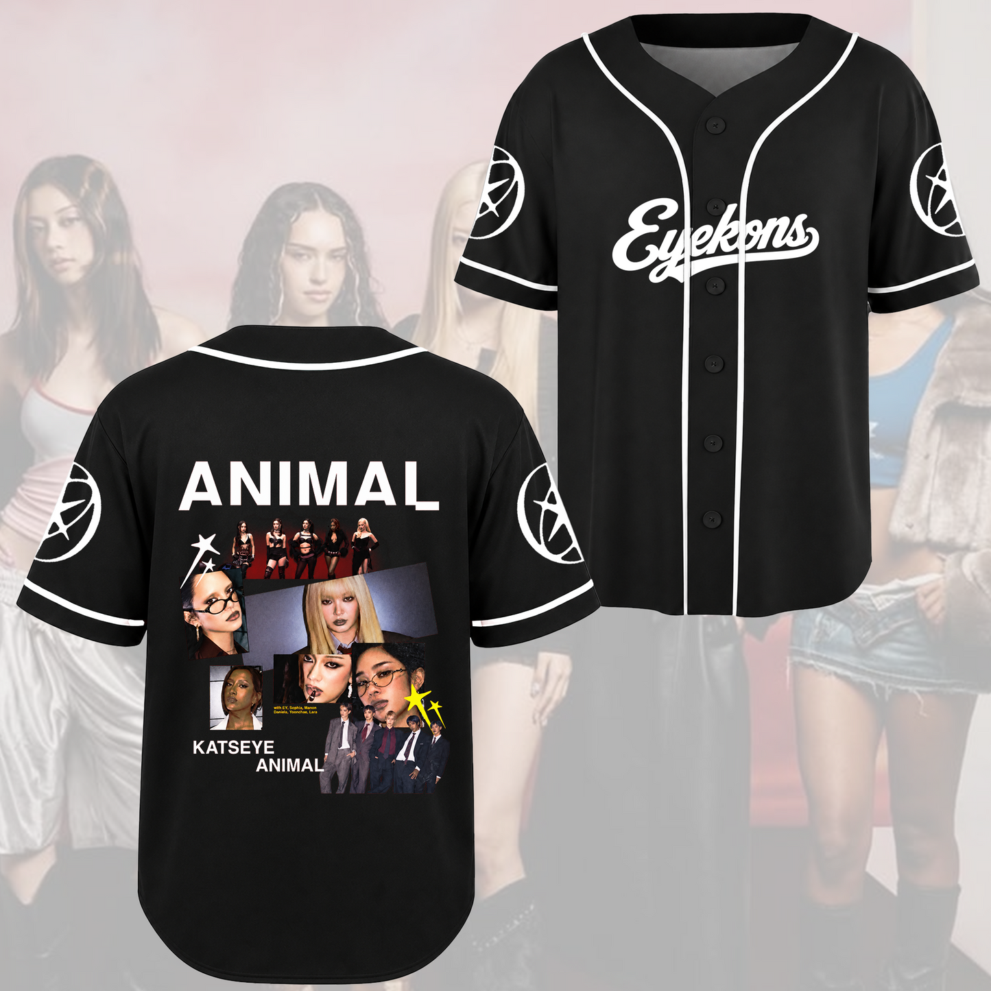 Striking KATSEYE Eyekons Animal Baseball Jersey Kpop Concert Outfit