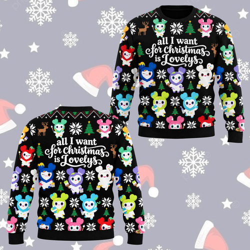 Jolly All I Want For Christmas Is Lovelys T.W.I.C.E. Club Ugly Christmas Sweater For Once