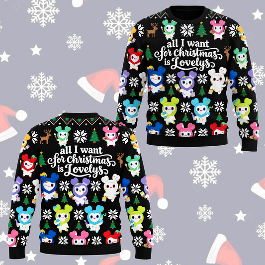 Jolly All I Want For Christmas Is Lovelys T.W.I.C.E. Club Ugly Christmas Sweater For Once