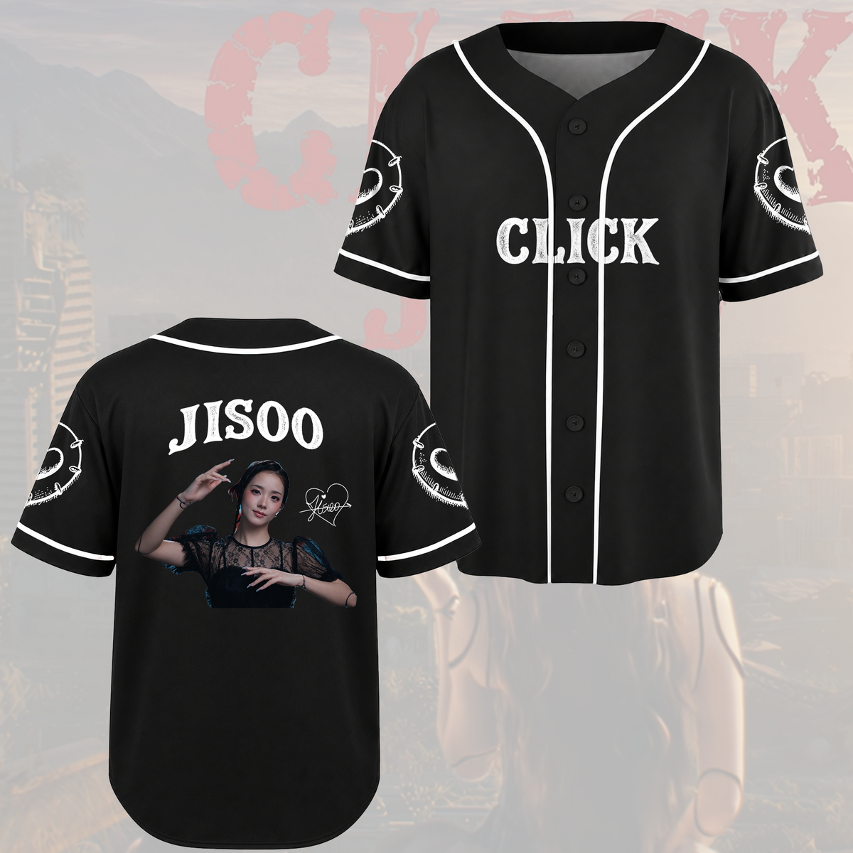 Vintage Jisoo Click Pink Baseball Jersey BLACKPINK Fan Gifts