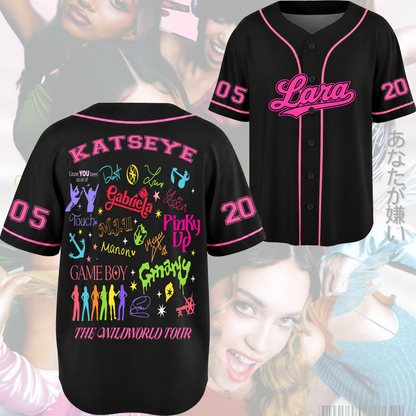 Pinky Up Katseye The Wildworld Track List Tour Baseball Jersey