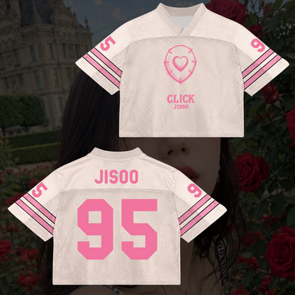 Jisoo Blackpink Mixed Mesh Jersey Click Pink White Shirt Fan Gifts