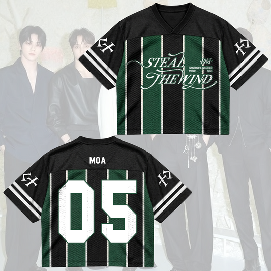 TXT Steal The Wind Tour Pinstripe Blokecore Mixed-Mesh-Trikot für MOA-Fans