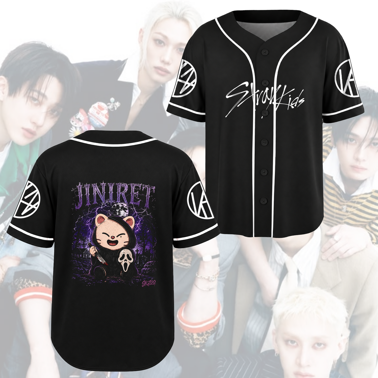 Chilling Stray Kids Halloween Baseball Jersey SKZOO Kpop Gift for Fans