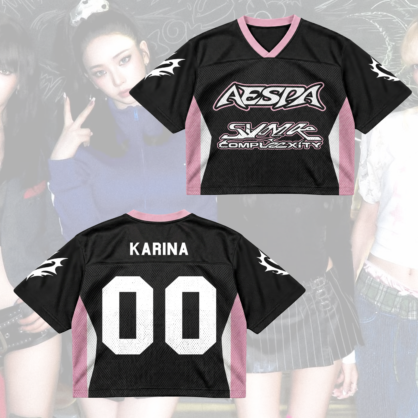 Chic aespa SYNK COMPLEXITY Mixed Mesh Jersey Lemonade Gift for Fans