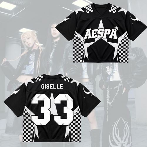 Checkered Aespa Synk Complexity Tour Mixed Mesh Jersey Special Fan Gifts