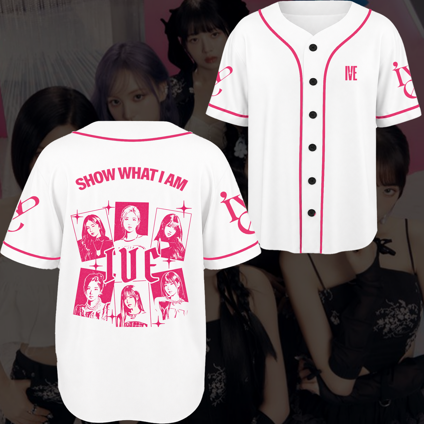 IVE Show What I Am Baseball Jersey Pink Glamour Merch Gift For Fans