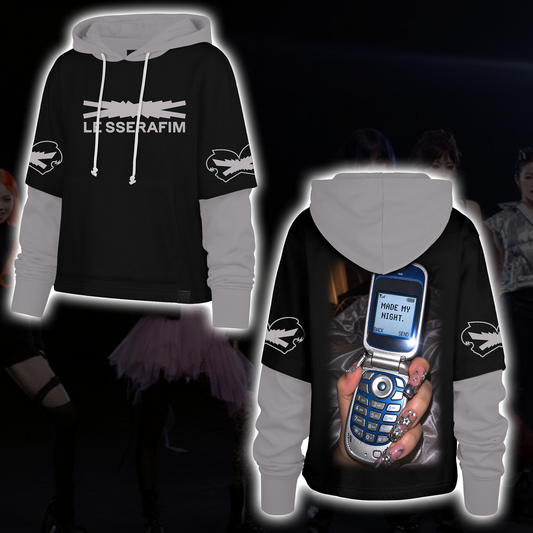 LE SSERAFIM Made My Night Tour Grunge Streetwear Shortstop Hoodie Gift for Fans