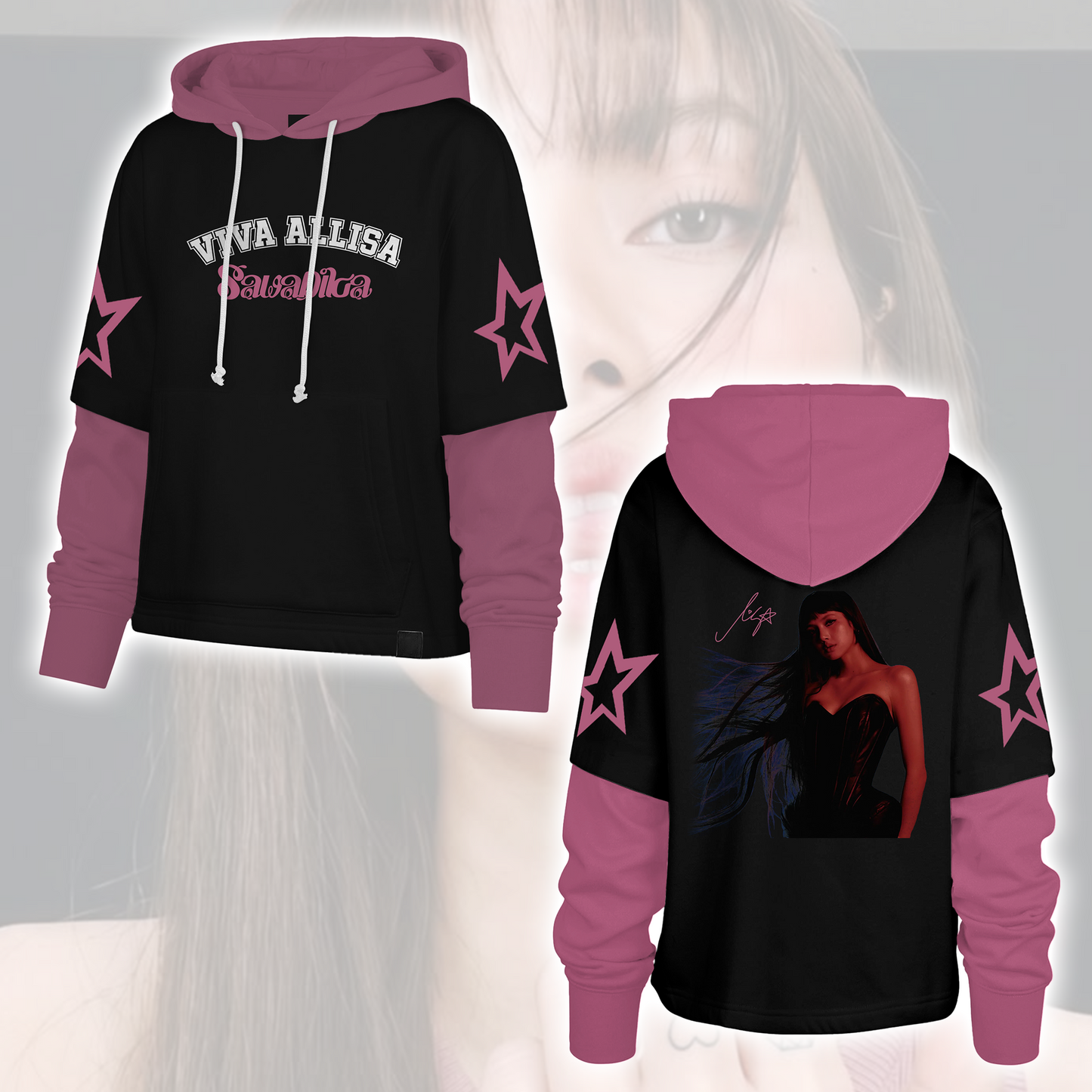 Lisa Viva Allisa Shortstop Hoodie Black Pink Kpop Merch Hoodie Gift For Fans