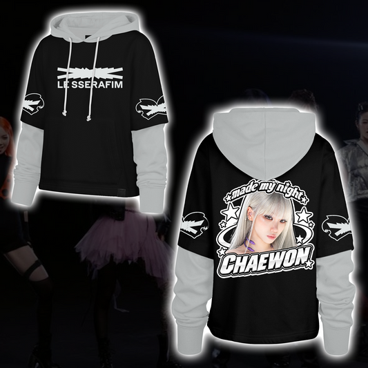 LE SSERAFIM  Pureflow Tour Made My Night Cyberpunk Shortstop Hoodie Gift for Fans