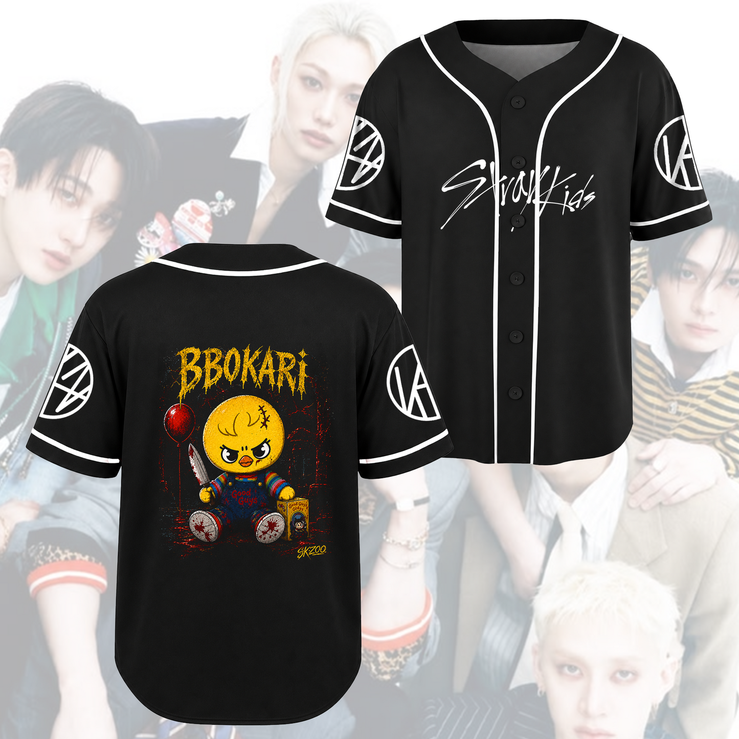 Chilling Stray Kids Halloween Baseball Jersey SKZOO Kpop Gift for Fans