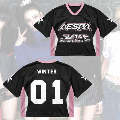 Chic aespa SYNK COMPLEXITY Mixed Mesh Jersey Lemonade Gift for Fans