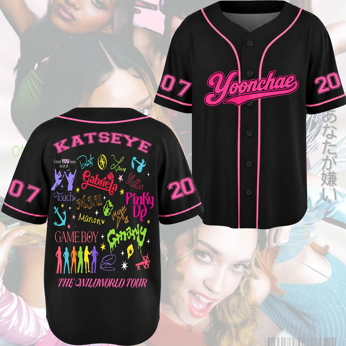 Pinky Up Katseye The Wildworld Track List Tour Baseball Jersey