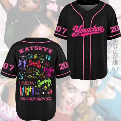 Pinky Up Katseye The Wildworld Track List Tour Baseball Jersey