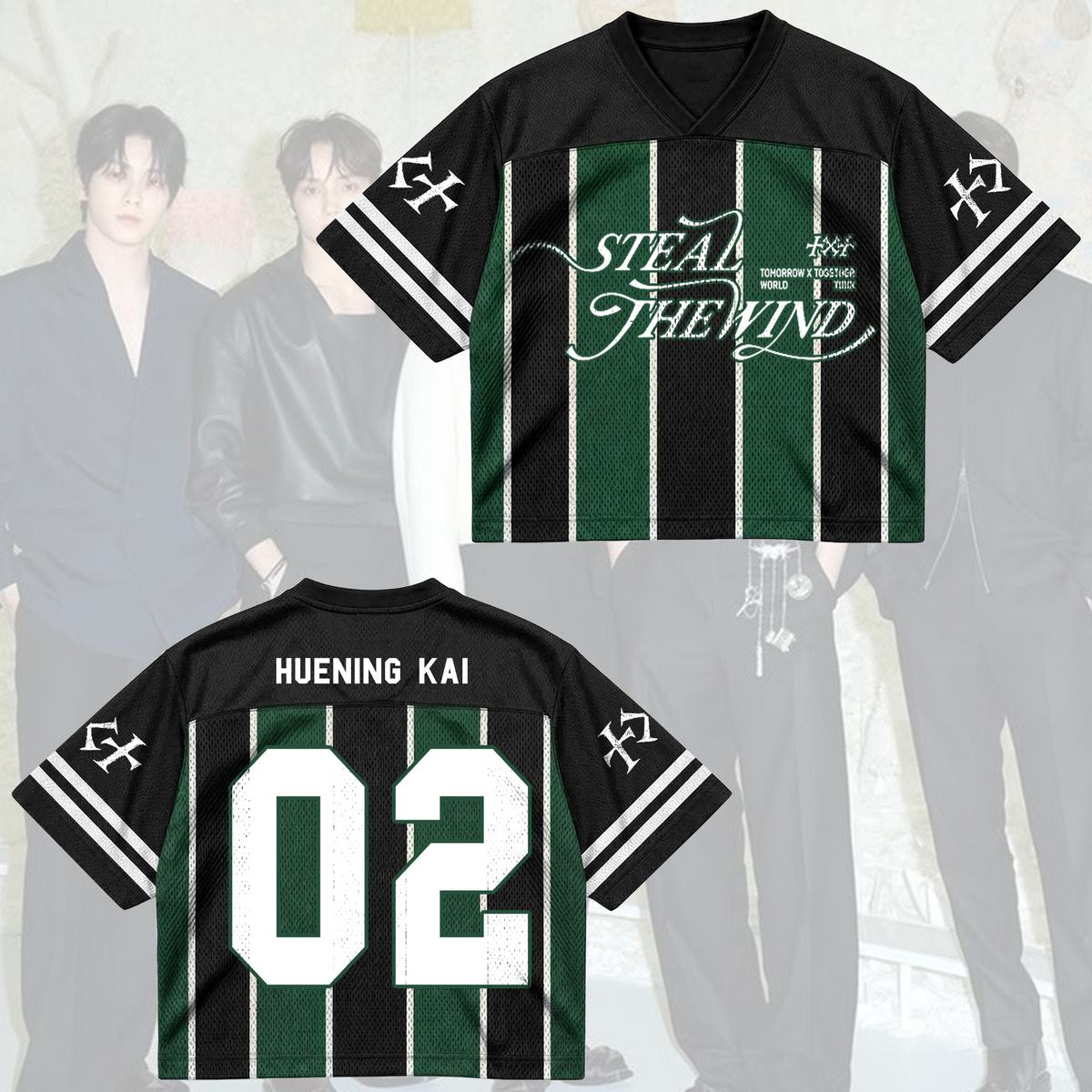 TXT Steal The Wind Tour Pinstripe Blokecore Mixed Mesh Jersey For MOA Fans