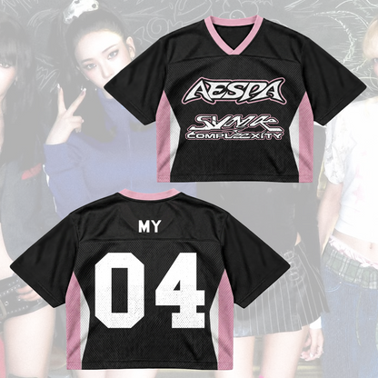 Chic aespa SYNK COMPLEXITY Mixed Mesh Jersey Lemonade Gift for Fans
