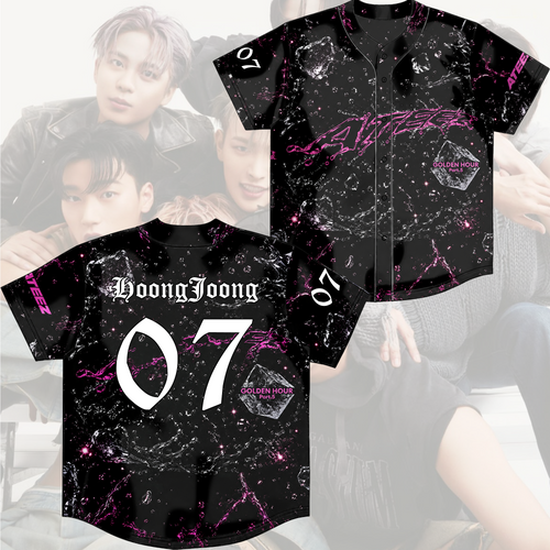 ATEEZ Golden Hour Part 5 Neon Pink Marble Baseball Jersey Gift For Atiny
