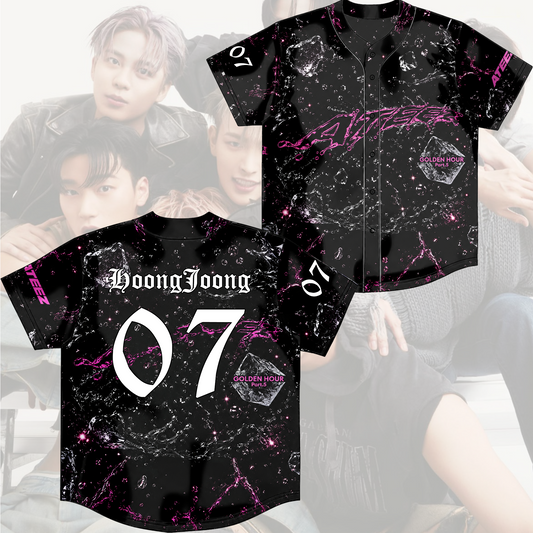 ATEEZ Golden Hour Part 5 Neon Pink Marble Baseball Jersey Gift For Atiny