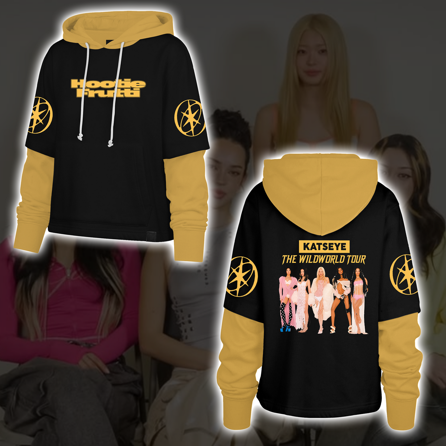 Mustard Gold Katseye Wildworld Tour Shortstop Hoodie Unique Fan Gifts