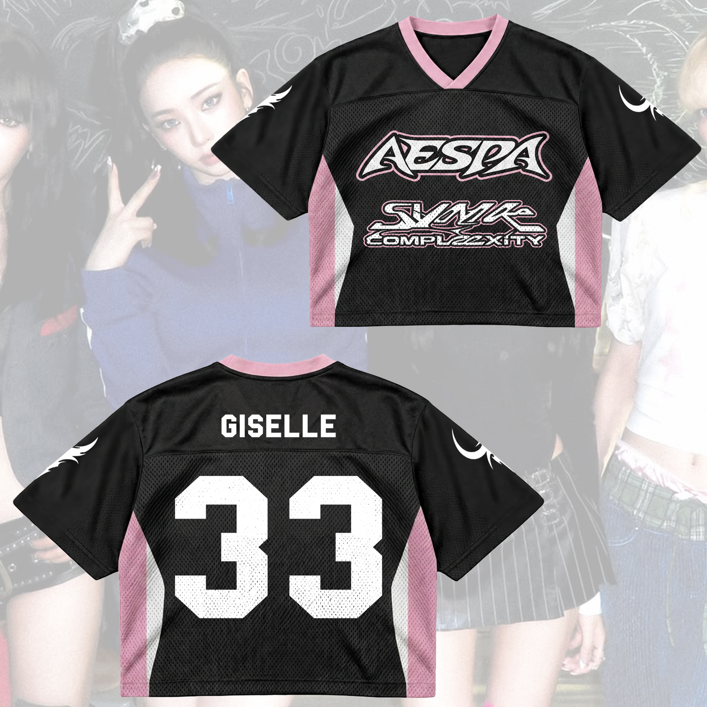 Chic aespa SYNK COMPLEXITY Mixed Mesh Jersey Lemonade Gift for Fans