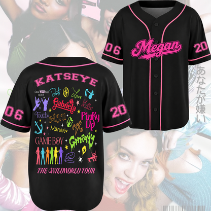 Pinky Up Katseye The Wildworld Track List Tour Baseball Jersey