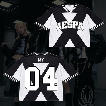 Monochromatic Aespa Synk Complexity Tour Mixed Mesh Jersey Fan Gifts