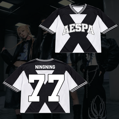 Monochromatic Aespa Synk Complexity Tour Mixed Mesh Jersey Fan Gifts