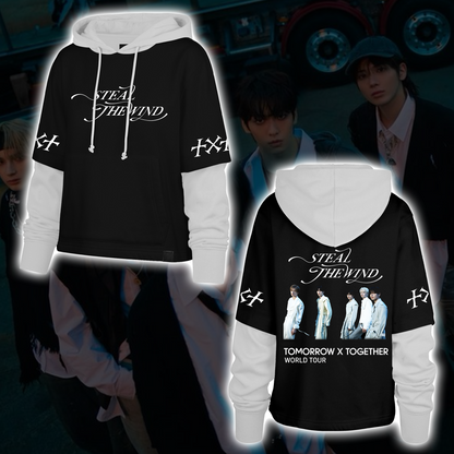 TXT Steal The Wind Tour Grunge Streetwear Shortstop Hoodie Geschenk für Fans