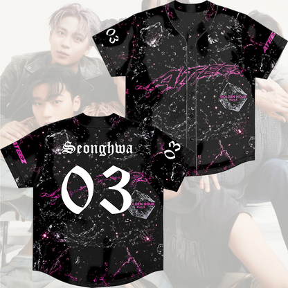 ATEEZ Golden Hour Part 5 Neon Pink Marble Baseball Jersey Gift For Atiny
