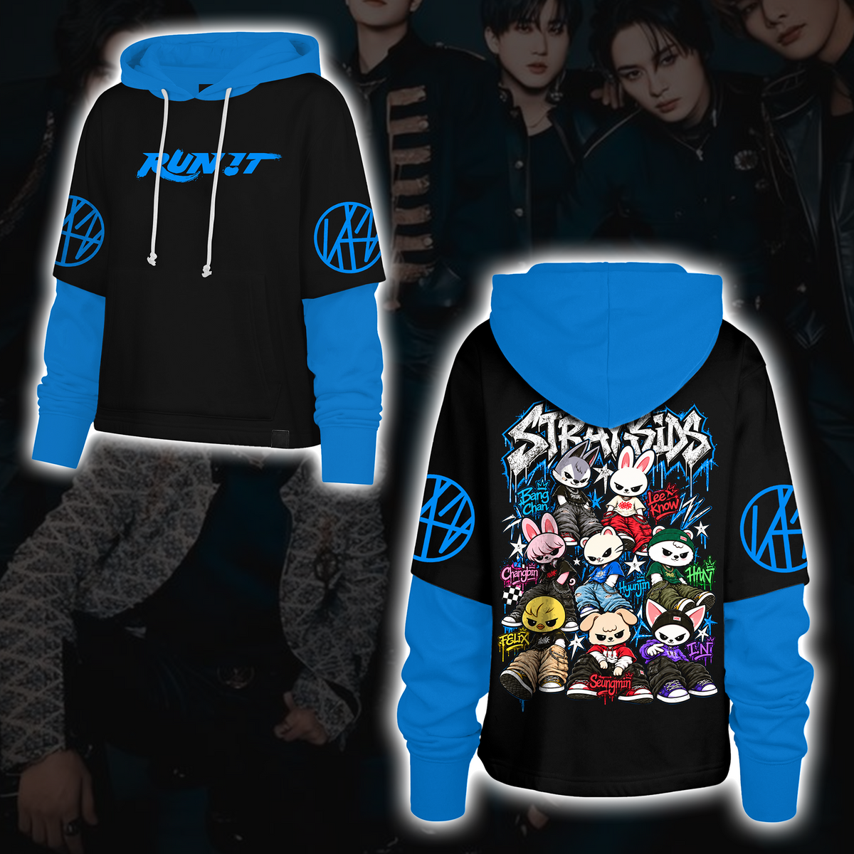Stray Kids Run It Tour SKZOO Evil Hip Hop Style Shortstop Hoodie Kpop Concert Outfit Gift