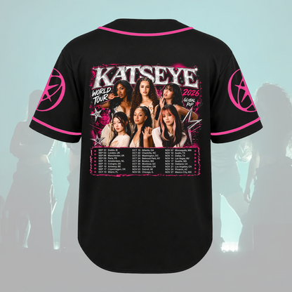 KATSEYE World Tour Black Pink Baseball Jersey Eyekons Merch Gift