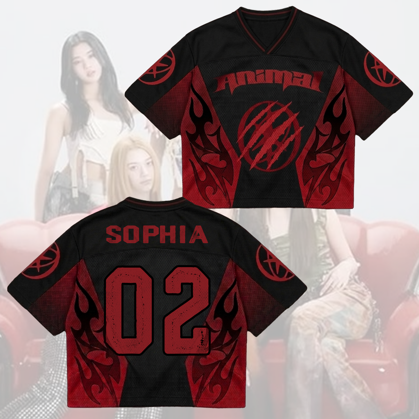 KATSEYE The WildWorld Tour  Animal Mixed Mesh Jersey Concert Merch Gift For Fans