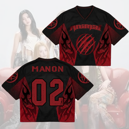 KATSEYE The WildWorld Tour  Animal Mixed Mesh Jersey Concert Merch Gift For Fans