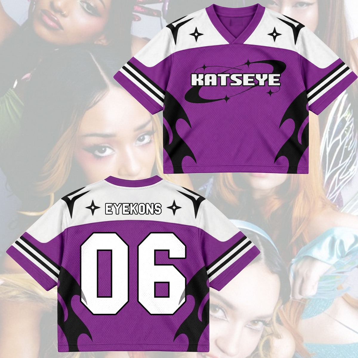 KATSEYE New Tour Tribal Purple Mixed Mesh Jersey Gift For Fans