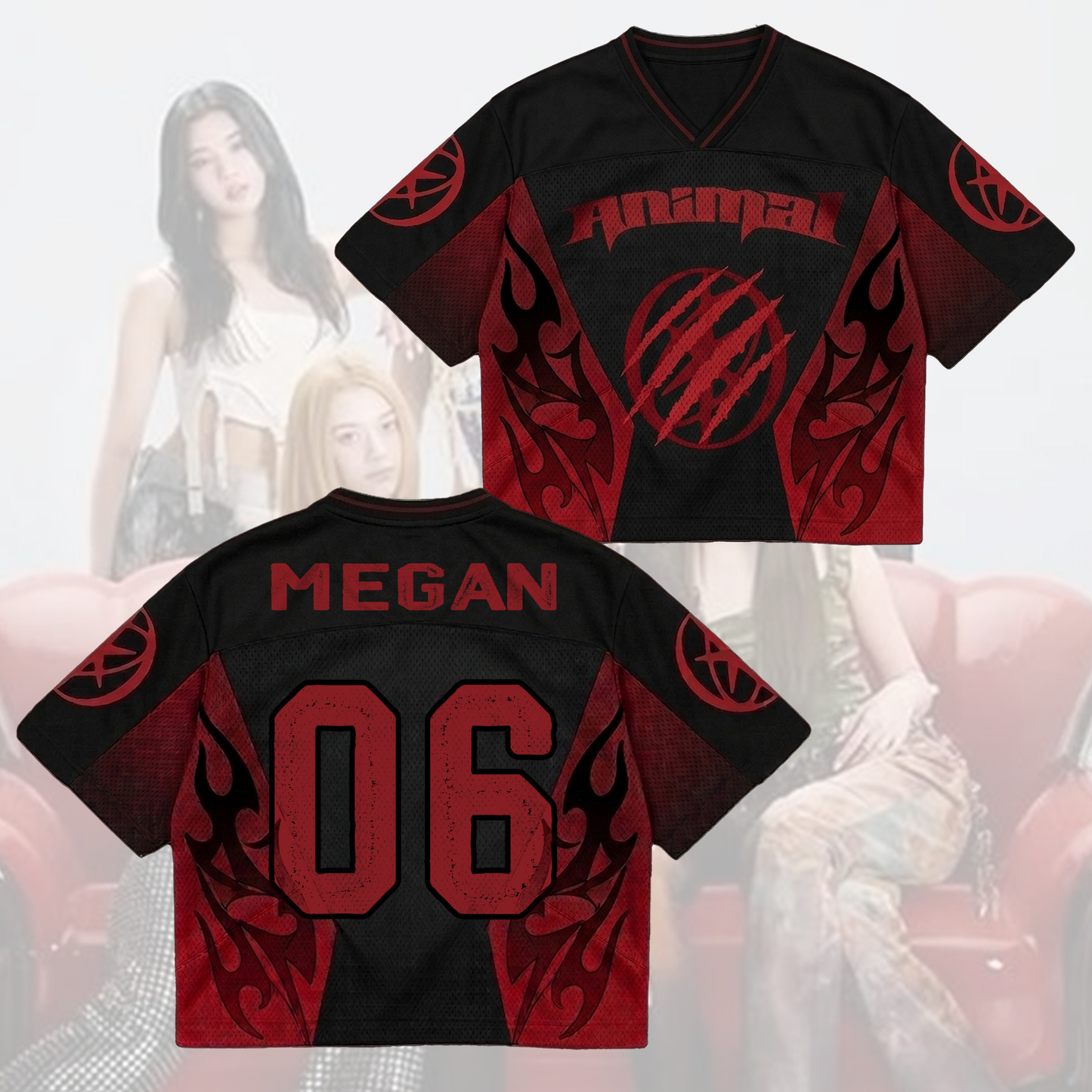 KATSEYE The WildWorld Tour  Animal Mixed Mesh Jersey Concert Merch Gift For Fans